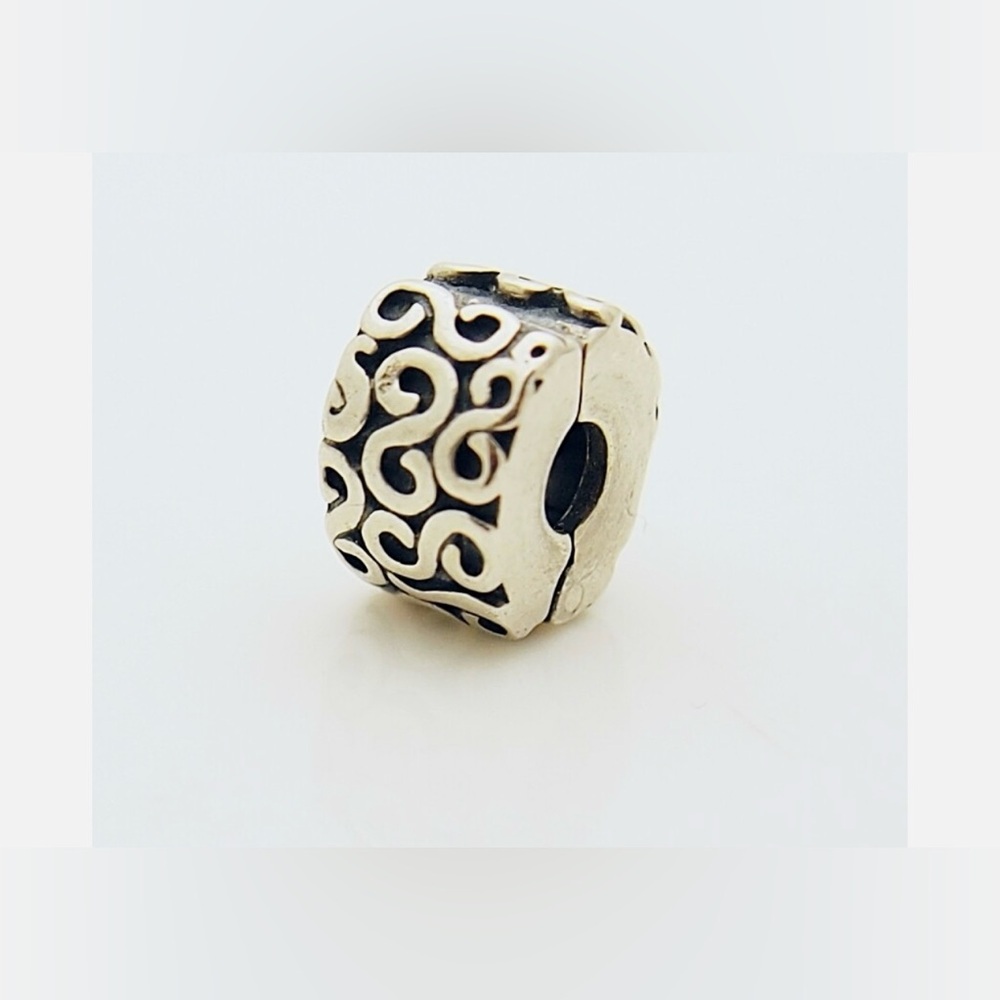 Authentic Pandora Retired Serpentine Swirl Oxidized 925 Ale Clip Charm